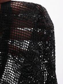 DAZY Đầm midi ren thêu cao cấp, đầm dự tiệc mùa hè thanh lịch kiểu Pháp cổ tròn xẻ tà dành cho nữ. - màu đen - Xem 9