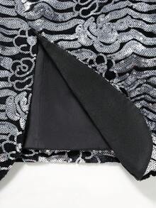 Manfinity AFTRDRK All-Over Print Sequin Patchwork Single-Breasted Long Sleeve Suit Set - Black - View 7