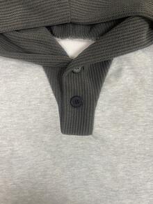 SHEIN Sudadera casual minimalista de color de contraste para tallas grandes, otoño - Gris - Ver 3