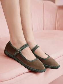 CUCCOO DOLLMOD 女士休闲百搭通勤简约搭扣平底鞋 - 卡其色 - 查看 7