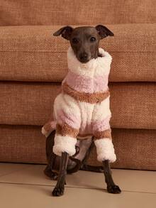 PETSIN Pawparrel 1pc Pet Autumn/Winter Double Sided Plush Elastic Comfortable Warm Fabric High Neck Dog Hoodie - Multicolor - View 2