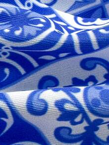 Elavelle Springbreak Women's Random Print Halter Ruched Beaded Sexy Bikini Swimsuit Set, Summer Beachwear Outfits - Multicolor - View 8