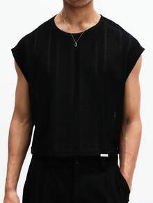 SUMWON Sleeveless Tank Top Ribbed Texture Crew Neck Summer Casual Muscle Tee Vacation Beach Lightweight - Black - View 5