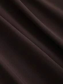 Sweetra Bộ jumpsuit tay ngắn màu nâu thanh lịch, cổ đổ, thắt eo, kiểu dáng công sở dành cho nữ. - Cà phê nâu - Xem 3