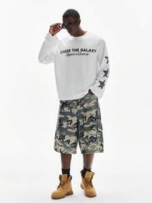 STYNVO 男士星形字母印花圆领休闲长袖T恤