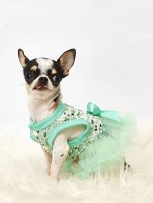 PETSIN 1pc Pet Universal Valentine's Day Sequin Mesh Princess Dress Dog Apparel