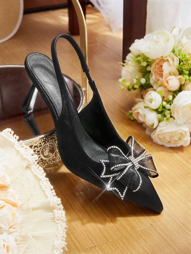 CUCCOO HITCHD Women's Pointed Toe Bow Decor Elegant Daily Versatile Fashion High Heels Valentine's Day