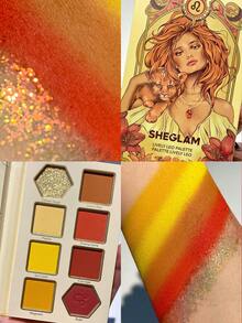SHEGLAM Lively Leo Palette 8 色閃光霧面眼影盤大膽黃橙閃亮金色高顏料持久可混合專業眼影眼影 品牌 美容 化妝 化妝品 適合女性與女孩 完美搭配冬季春季 Y2K 時尚 流行 生日 情人節禮物 假期 派對準備就緒 最佳顏色 - LIVELY LEO - 查看 9