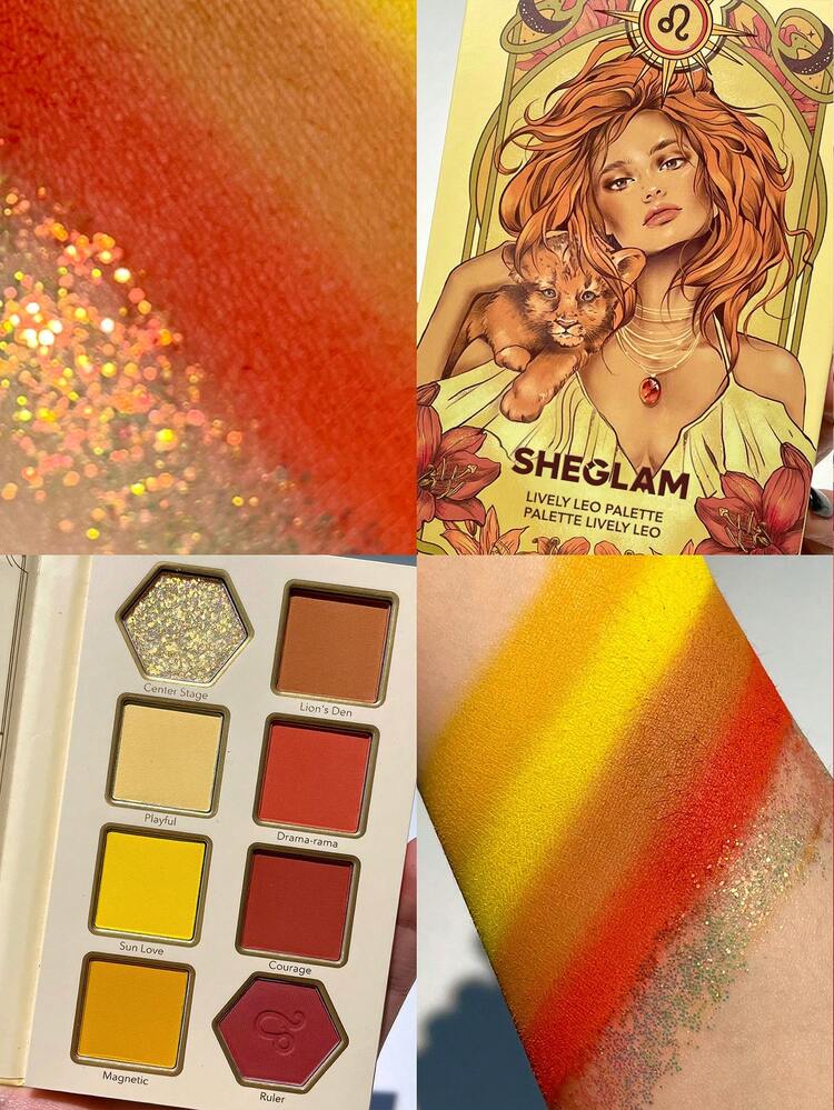 SHEGLAM Lively Leo Palette 8 色閃光霧面眼影盤大膽黃橙閃亮金色高顏料持久可混合專業眼影眼影 品牌 美容 化妝 化妝品 適合女性與女孩 完美搭配冬季春季 Y2K 時尚 流行 生日 情人節禮物 假期 派對準備就緒 最佳顏色 - LIVELY LEO - 查看 9