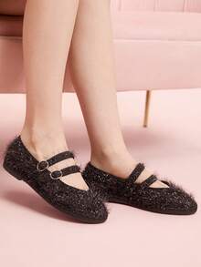 CUCCOO DOLLMOD Women's Classic Comfortable Mary Jane Flat Shoes, Burgundy, Shiny, Elegant For Christmas, Thanksgiving Party - Brown - View 4