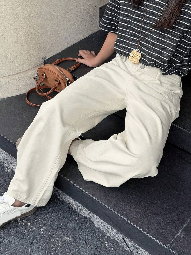 Girls' Bow Decor Denim Jeans