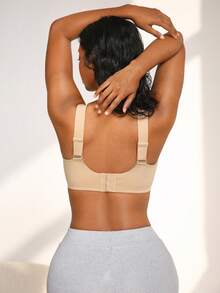 NudeFit Seamless Wireless V-Neck Backless Fashion Bra For Women - Apricot - View 2