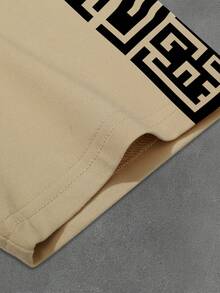 Manfinity Homme 男士字母印花圆领短袖T恤和抽绳腰短裤休闲套装