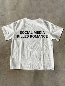 INAWLY 标准尺码女士简约印花圆领短袖T恤 - 白色 - 查看 3