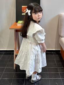DAZY Toddler Girls' Collar Sweet Cute Korean Style Fresh Spring/Summer Dress - White - View 2