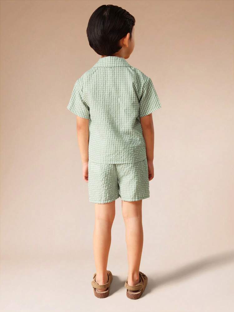 Striped Button Down Shirt With Matching Shorts