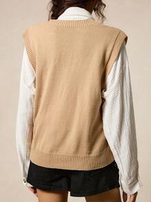 EMERY ROSE V領麻花編織毛衣背心