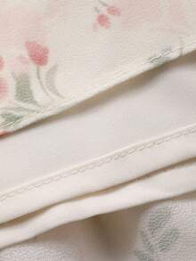 DAZY Young Girl Ditsy Floral Square Collar Puff Sleeve Ruffle Hem Cute Dress