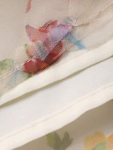 DAZY Women's Elegant Floral Print Round Neck Puff Sleeve Blouse, Spring/Summer - Pink - View 7