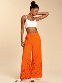 Pantalones casuales de estilo bohemio de verano para mujer, pantalones holgados y delgados a la moda para uso diario - Naranja - Ver 5