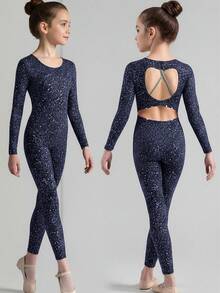Tween flickor casual sport långärmad jumpsuit - Marinblå - Visa 2
