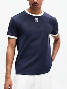 SUMWON Essentials Ringer T-Shirt With Contrasting White Trim Round Neckline Short Sleeves Regular Fit Casual Everyday Wear Basic Tee - Multicolor - View 5