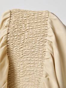 Solflare 2026春夏新款休闲日常连衣裙，适合外出、派对、约会、生日聚会、音乐节、返校、通勤、度假、情人节、居家穿着等多种场合。可单穿或叠穿。短袖，收腰设计，大码，杏色迷你连衣裙 - 卡其色 - 查看 7