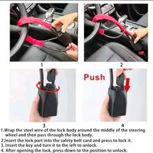 1pc Universal Car Steering Wheel Lock - Seatbelt Buckle Anti-Theft Lock, Comes With 3 Keys, Heavy Duty Security Tool For Truck/SUV/Van/RV Drivers - Multicolor - View 5