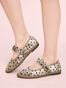 CUCCOO DOLLMOD Giày bệt nữ màu cam sáng, thanh lịch, cổ điển, thoải mái, xếp ly, kiểu Mary Jane bằng nhung. - Điểm sóng Kaki - Xem 4