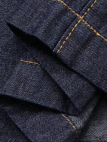 DAZY 女士3D蝴蝶结棉质牛仔上衣和高腰牛仔裤套装，时尚牛仔套装 - 藍色 - 查看 3