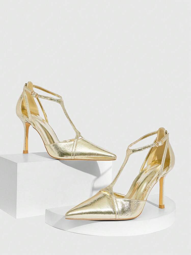 CUCCOO SZL Women's Satin Pointed Toe Pumps With Rhinestone Decor, Elegant And Sophisticated For Wedding Valentine's Day
