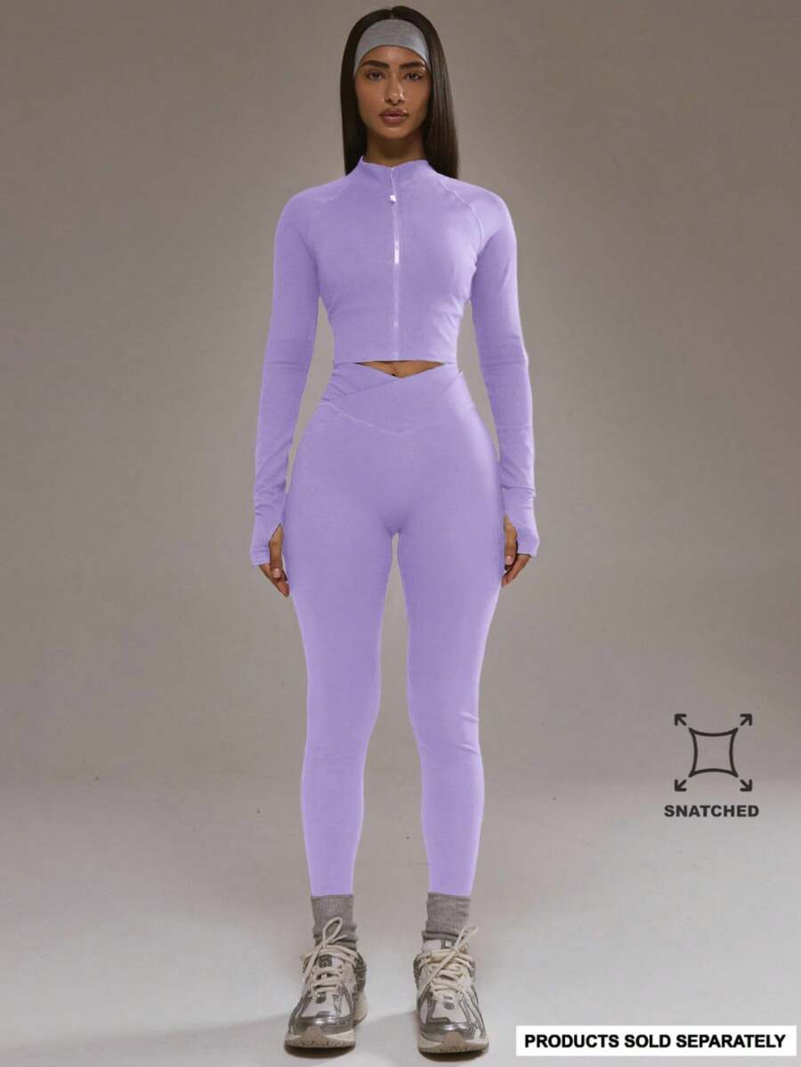 Musera Sport 交叉前开衩紧身裤套装(仅下装)板式网球冬季运动服健身房锻炼合金 - 紫丁香色 - 查看 1