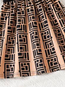 SHEIN 少女撞色编织圆领荷叶边下摆休闲连衣裙 - 彩色 - 查看 6