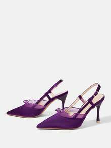 CUCCOO HITCHD Women's Pointed Toe Buckle Design Fashionable High Heels, Versatile For Daily Wear Wedding Shoes Summer Shoes Bride Shoes - Purple - View 9