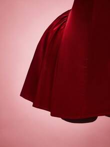 SHEIN ICON 大码女士情人节缎面红色连衣裙 - 紅色 - 查看 8