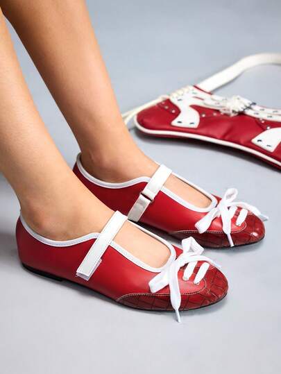 CUCCOO GRLICON 女士休闲日常系带搭扣舒适平底鞋