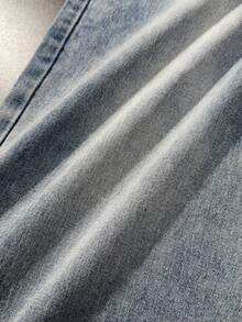 ROMWE MEN Street Life Herrjeans med tryck och tvättade fickor - Blå - Visa 5