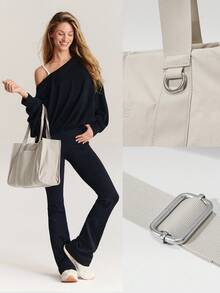 GLOWMODE Bolso tote cuadrado de 14L con correa ajustable, para uso diario, casual y de ocio, apto para otoño e invierno - Caqui profundo - Ver 7