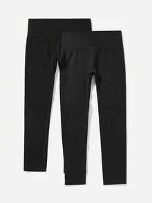 Velisys 大码女式纯色高腰休闲百搭日常运动紧身裤 - 黑色 - 查看 5