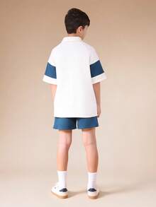 SUMWON Boys Brooklyn Polo Shirt And Shorts Set 2 Pcs Coordinated Outfit With Chest Print Short Sleeve Collared Top Regular Fit Summer Casual Wear Vacation - Multicolor - View 2