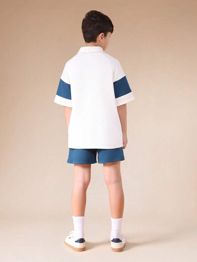 Brooklyn Polo Shirt And Shorts Set With Chest Print