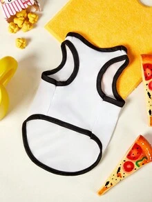 PETSIN 1pc Love Letter Printed Pet Tank Top, Breathable And Skin Friendly, Black And White