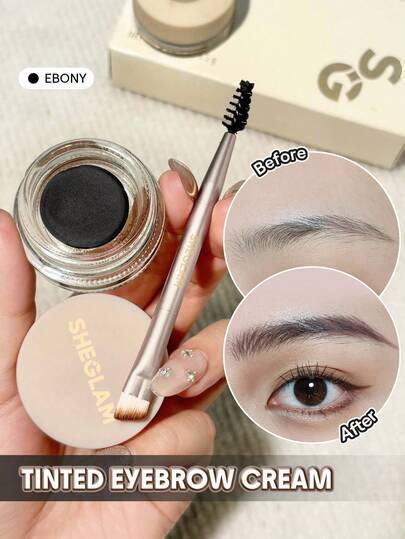 SHEGLAM Boss Brow 防水潤髮油-黑檀木防水眉膏高顯色持久定型填充眉妝帶雙頭刷眉筆 品牌 美容 化妝 化妝品 適合女性與女孩 完美搭配冬季 Y2K 時尚 流行 生日禮物 假期 派對準備就緒 最佳顏色