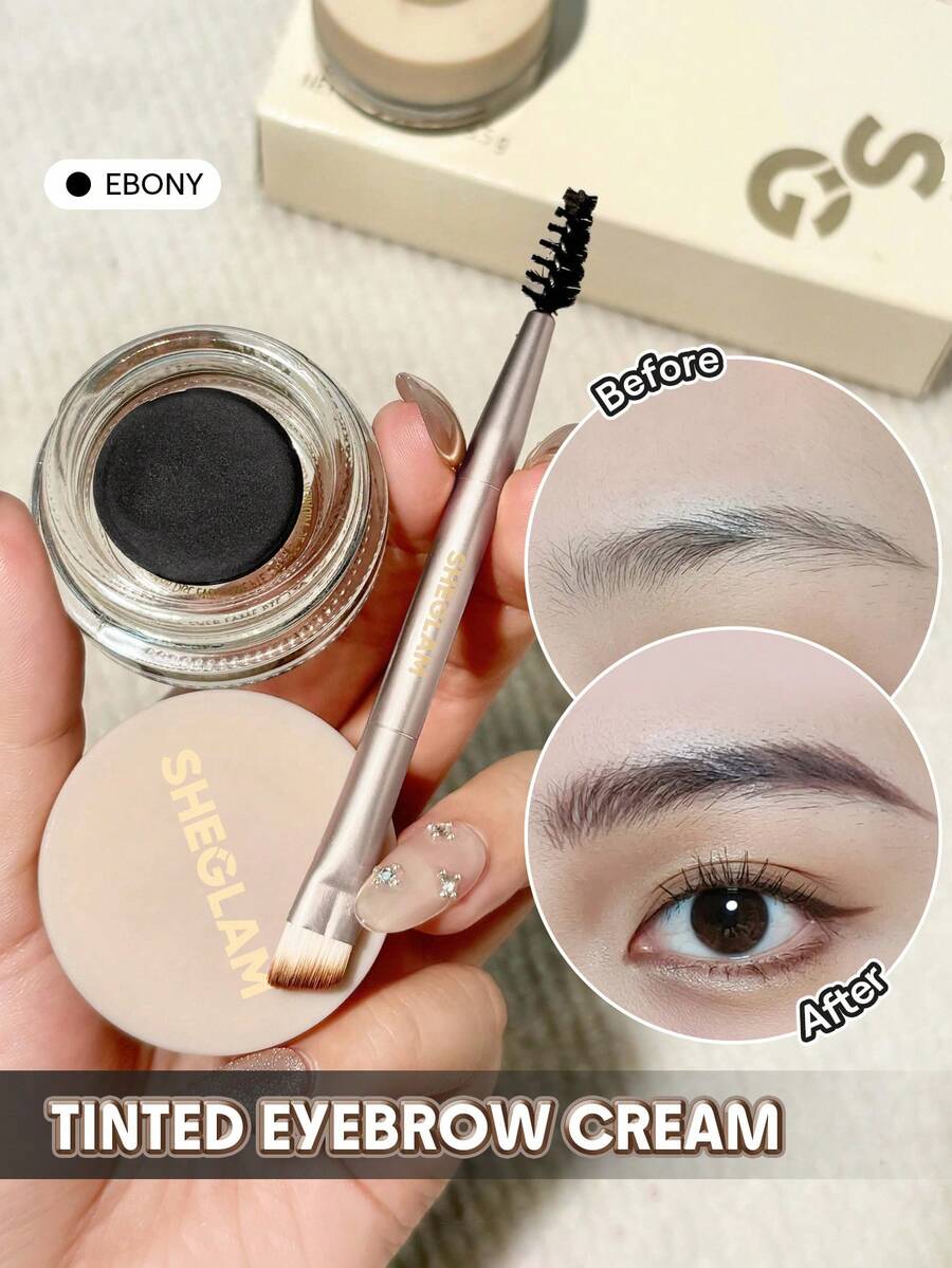 SHEGLAM Boss Brow 防水潤髮油-黑檀木防水眉膏高顯色持久定型填充眉妝帶雙頭刷眉筆 品牌 美容 化妝 化妝品 適合女性與女孩 完美搭配冬季 Y2K 時尚 流行 生日禮物 假期 派對準備就緒 最佳顏色