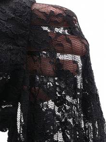 FRIFUL Quần dài nữ cạp chun, ống loe ren toàn thân, viền bèo nhún, thích hợp mặc mùa hè. - màu đen - Xem 7