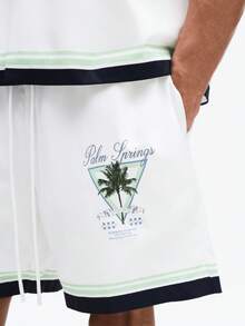 SUMWON Palm Spring Tropical Printed Short Sleeve Button Down Shirt With Matching Shorts Co-Ord Set Vacation - White - View 6