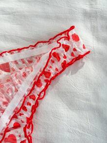 PetitDoll 4pcs/Set Cute Pink Heart Print Bow Trim Panties For Teenage Girls - Multicolor - View 5