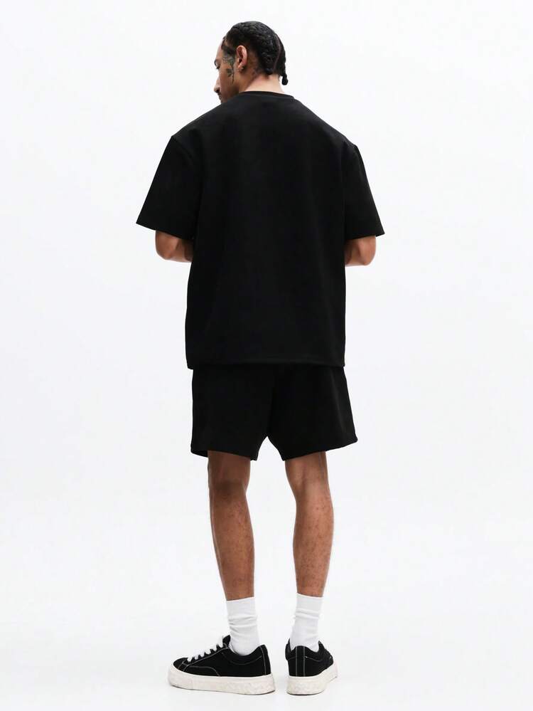 Crew Neck Tee And Drawstring Shorts Set