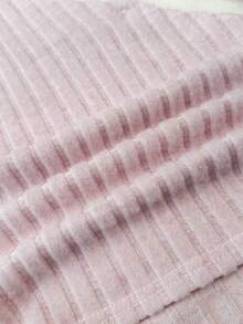 SHEIN Tween Girls' Pink Ribbed Knit Asymmetric Shoulder Ruched Waist Asymmetrical Hem Fitted Camisole Top - Pink - View 5