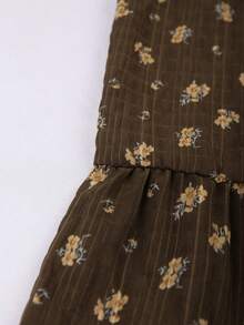 Sweetra Chân váy xếp tầng bồng bềnh, chất liệu vải dệt hoa, cỡ lớn, thích hợp cho mùa xuân/hè. - màu nâu - Xem 4